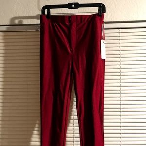 Burgundy red sateen stretch pants